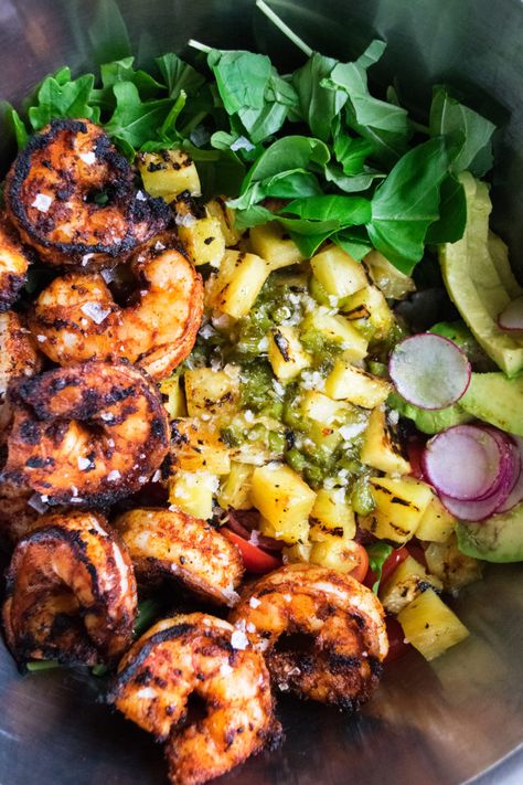 Spicy Grilled Shrimp Salad With Jalapeno Lime Vinaigrette, Shrimp Pineapple Salad, Shrimp Caprese Salad, Bbq Shrimp Salad, Grilled Shrimp Bowl, Grilled Shrimp Salad Recipes, Shrimp Salads, Spicy Shrimp Salad, Summer Shrimp Recipes