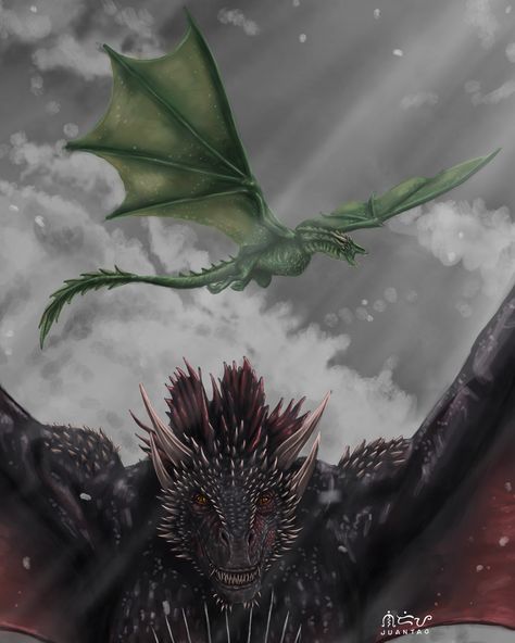 Jan Person Lankin Nidea | Commission for @daenerys2019_k : Their take on the Game of Thrones finale. Hard to believe it’s my first digital art of the Mother of… | Instagram Drogon And Danaerys, Mythical Drawings, Daenerys Targaryen Dragons, Memory Hyuga, Got Dragons, Targaryen Art, Asoiaf Art, Game Of Thrones Art, Dragon Pictures