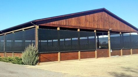 Covered Arena Ideas, Small Riding Arena Outdoor, Indoor Riding Arena On A Budget, Covered Horse Arena, Covered Arena, Luxury Horse Stables, Stable With Arena, Covered Riding Arena, Covered Riding Arena With Stalls