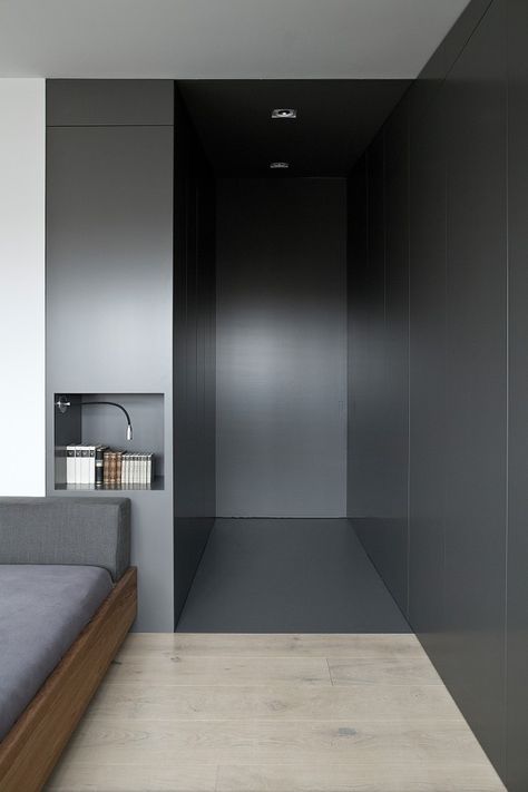 bedroom grey entrance Interior Detailing, Unique Interiors, 아파트 인테리어, Dark Interiors, Gray Bedroom, Minimalism Interior, Bath Room, Luxurious Bedrooms, 인테리어 디자인