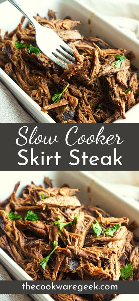 Slow cooker skirt steak or carne asada. This is an easy crockpot recipe for fajitas and tacos. #slowcooker #crockpot #skirtsteak #carneasada Skirt Steak Carne Asada, Carne Asada Slow Cooker, Slow Cooker Skirt Steak, Recipe For Fajitas, Steak Carne Asada, Easy Carne Asada, Crockpot Steak Recipes, Beef Fajita Recipe, Skirt Steak Fajitas