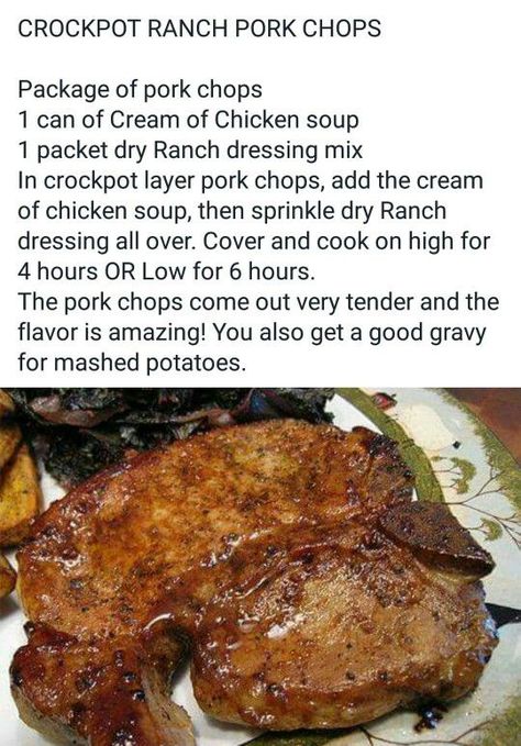 Crockpot Ranch Pork Chops, Ranch Pork Chops Crock Pot, Ranch Pork Chops, Crockpot Pork Chops, Crockpot Pork, Crockpot Dishes, Slow Cooker Pork, Crock Pot Slow Cooker, Crockpot Recipes Slow Cooker