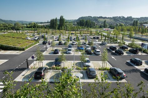 Calvados-Honfleur Business Park by La Compagnie du Paysage « Landscape Architecture Platform | Landezine Car Park Design, Parking Plan, Parking Lot Architecture, Zoo Architecture, Yard Landscaping Simple, Urban Landscape Design, Casas The Sims 4, Park Landscape, Low Maintenance Landscaping