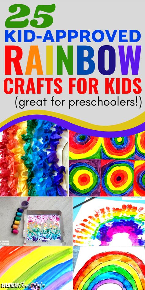 Kids love colors and rainbows! Try one of these 25 fun rainbow crafts for preschoolers (or toddlers!). They are a great way to teach and learn the colors and the colors of a rainbow! Many are sensory activities or arts and crafts activities. Rainbow Crafts For Kindergarten, Rainbow Ideas For Preschoolers, Rainbow Fun Activities, Pre K Rainbow Crafts, Color Art Activities Preschool, Rainbow Craft Kindergarten, Rainbow Activities Kindergarten, Kindergarten Rainbow Craft, Rainbows For Preschool