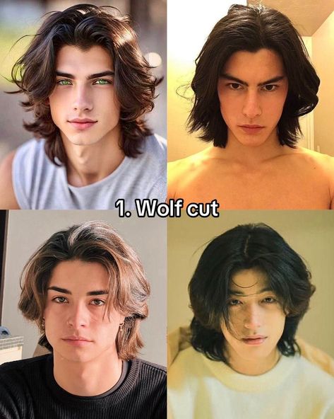 wolf cut for boys Manly Long Hairstyles, Wolf Cut Men, Hair Tips For Men, Ftm Haircuts, Handsome Women, Boys Haircut Styles, Hairstyle Names, Gym Outfit Men, Hair Inspiration Short