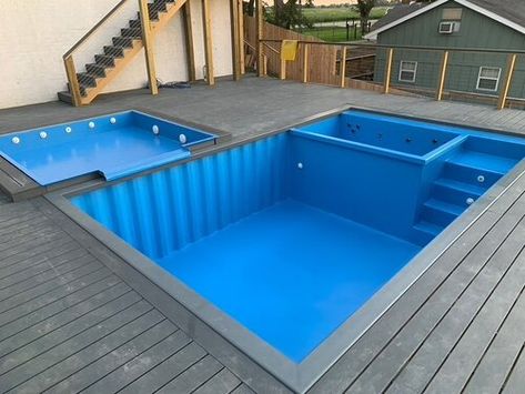 Trek Pools Mod Pool Ideas, Shipping Container Pools, Container Pool Ideas, Diy Pond Pool, Mod Pool, Backyard Zen, Container Pools, Shipping Container Swimming Pool, Mini Swimming Pool