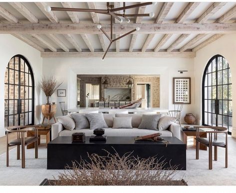 Terra Palmer Designs on Instagram: “Saturday! I that is all that needs to be said! Let’s talk about this family room. I tend to love a more masculine style without a lot of…” Modern Mediterranean Interior Design, Modern Farmhouse Living Room Ideas, Modern Mediterranean Home, Sean Anderson, Mediterranean Interior Design, Mediterranean Interior, Modern Farmhouse Living, Timeless Interior, Southern Homes