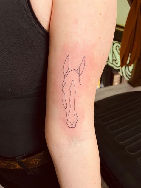 Fine line tattoo | Rib tattoos for women, Mandala tattoos for women, Minimalist tattoo small Simplistic Horse Tattoo, Cool Horse Tattoos, Horse Tattoo Line Art, Line Art Horse Tattoo, Tattoo Horse Ideas, Small Tattoos Horse, Western Line Tattoo, Horse Memory Tattoo, Minimalistic Horse Tattoo