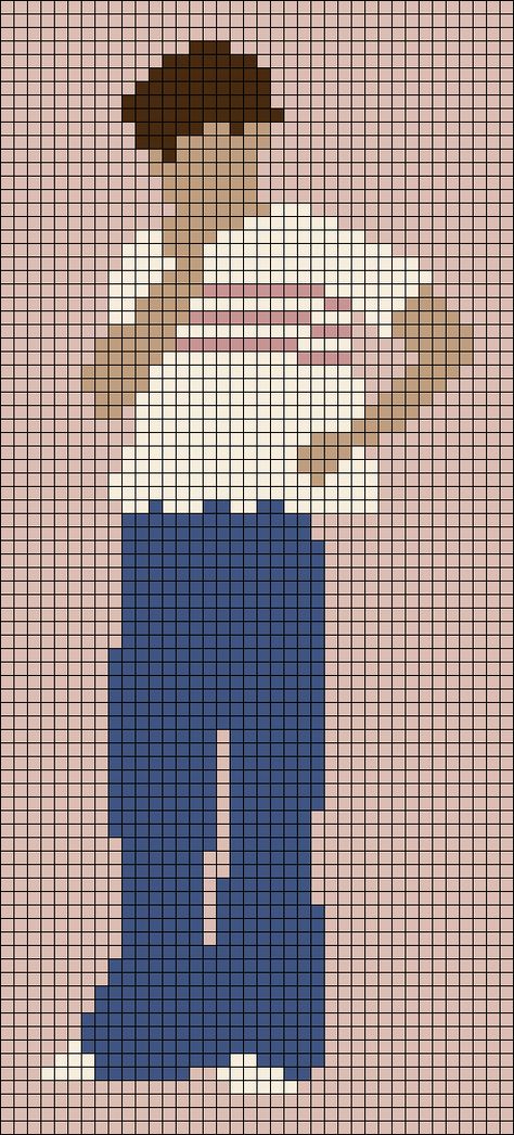 Pixel Art Pattern Harry Styles, Tapestry Crochet Patterns Pixel, Tapestry Crochet Harry Styles, Harry Styles Cross Stitch Patterns, Cross Stitch Harry Styles, Harry Styles Crochet Grid, Harry Styles Crochet Tapestry, Louis Tomlinson Cross Stitch, Harrys House Crochet