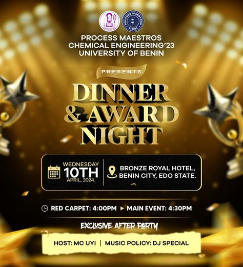 Creative Dinner, Work Posters, Latest African Men Fashion, Social Media Advertising Design, Dinner Night, Awards Night, Graphic Design Flyer, Flyer Ideas, Gold Poster