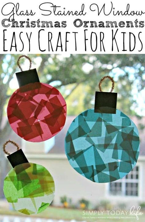 Tissue paper stained glass window ornaments Diy Christmas Window, Toddler Ornaments, Diy Snowman Ornaments, Thanksgiving Crafts Preschool, Christmas Crafts For Toddlers, Paper Christmas Ornaments, Kids Christmas Ornaments, Christmas Window Decorations, Fun Christmas Crafts