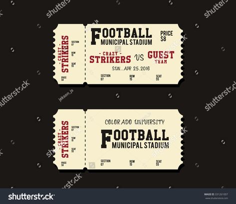 American Football, Rugby or Soccer Ticket Card Retro design. University championship game. Vintage stylish design. Vector illustration #Ad , #SPONSORED, #Ticket#Card#Retro#Soccer Soccer Tickets, Design University, Ticket Card, Football Ticket, Retro Soccer, Championship Game, Retro Football, West Ham, Design Vector