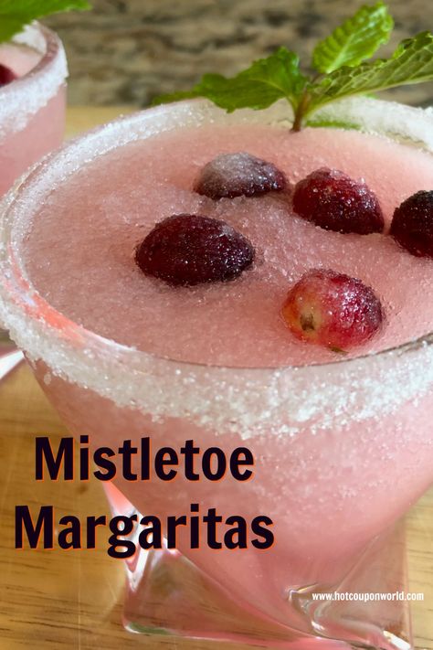 Mistletoe Margaritas - Frozen Holiday Cranberry Margaritas Acholic Beverages Christmas, Christmas Frozen Margarita, Christmas Drinks With Cranberries, Big Batch Holiday Drinks, Frozen Holiday Drinks, Christmas Frozen Drinks, Christmas Shooters Holiday Drinks, Christmas Margaritas For A Crowd, Christmas Party Drinks For A Crowd