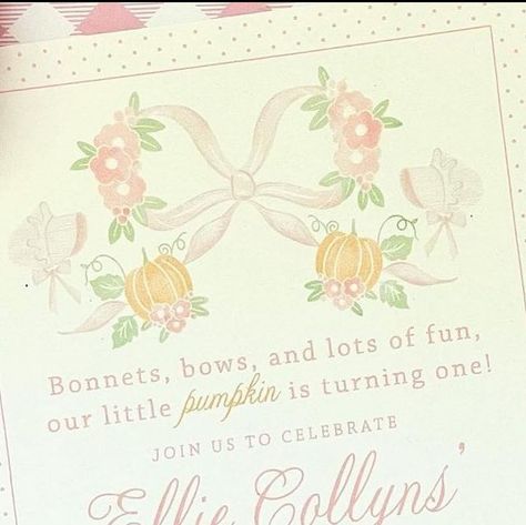 Joyful Paper on Instagram: "Bring on fall and all the bonnets, bows, and pumpkins 🎃💗" Bow Birthday Party, Bow Birthday, Fall Bows, August 31, Girl Falling, Wren, Pumpkins, First Birthdays, 1st Birthday