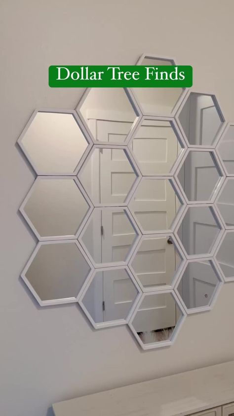 DOLLAR TREE MIRROR. #walldecor #homedecor #mirrors #diy #mirrordecor #dollartreefinds #diydecor #mirrordesign #dollartree | Mayra Mondragon | Sia · Unstoppable Hexagon Mirror Wall Decor Ideas, Dollar Tree Mirror Wall, Walmart Mirror Wall, Dollar Tree Mirror Ideas Wall Art, Decorate Mirror Frame Diy, Dollar Tree Mirror Ideas, Decorate Mirror Frame, Hexagon Mirror Wall Decor, Diy Mirror Decor