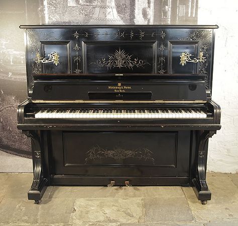 Antique Upright Piano, Piano Chandelier, Steinway Upright Piano, Vampire Room, Types Of Pianos, Orchestra Instruments, Keyboard Instrument, Piano Restoration, Steinway Piano