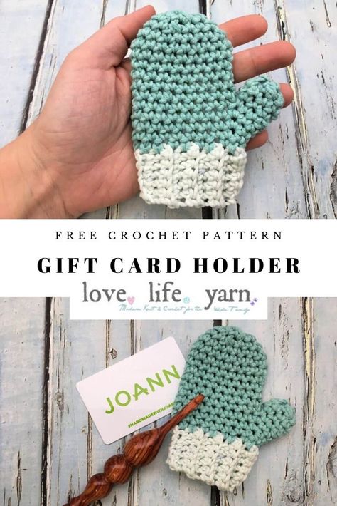 Mitten Gift Card Holder, Crochet Mittens Pattern, Crochet Cup Cozy, Crochet Christmas Gifts, Christmas Gift Card Holders, Crochet Xmas, Crochet Christmas Decorations, Crochet Mittens, Crochet Ornaments