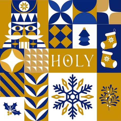 Xmas christmas seamless pattern in scand... | Premium Vector #Freepik #vector #background #holiday #art #decoration Christmas Geometric Pattern, Christmas Graphic Design Illustration, Christmas Design Graphic Illustration, Winter Branding, Christmas Poster Design, Greek Christmas, Xmas Pattern, Scandinavian Holidays, Modern Pattern Design