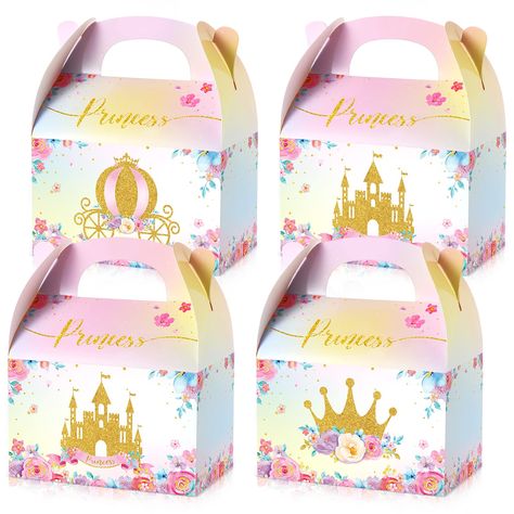 PRICES MAY VARY. Princess Party Gift Boxes: princess party favor boxes include 3 different styles of pink princess baby shower gift bags, the pink and gold castle crown carriage pattern is very suitable for party gift boxes; Different quantities are available for you to choose from to meet your various party needs Romantic Design: pink princess goodie box takes the pink princess as the theme, adopts colorful flowers and dazzling golden castle, crown and carriage patterns, with bright colors and Fairy Birthday Party Decorations, Fairy Garden Box, Pink Princess Baby Shower, Fairy Party Favors, Prince Castle, Birthday Party Box, Princess And Prince, Princesa Real, Baby Shower Gift Bags