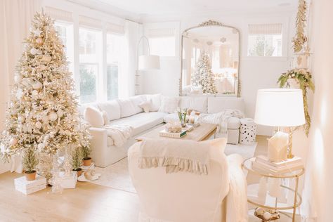 Holiday Decor Sources from 2018 - KristyWicks.com Ikea Sectionals, Slip Covered Sectional, Ikea Sectional Sofa, Ikea Ektorp Sectional, Ektorp Sectional, Guest House Tiny, Ikea Wall Decor, Cottage Guest House, Sectional Slipcovers