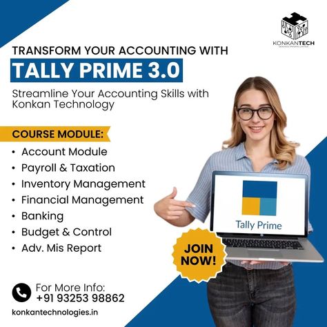 Master Tally Prime 3.0 with Konkan Technology! 📊 Enroll now for comprehensive modules in accounting. 📞 +91 93253 98862 🌐 konkantechnologies.in . . . . . . . #tallyprime #fypシ #photooftheday #OnlineCourse #explore #konkantech #mhasla #raigad #courses #best #followforfollowback Tally Activities, Tally Erp 9 Shortcut Keys, Tally Computer Course, Tally Spotify, Tally Chart, Inventory Management, Financial Management, Banking, Online Courses