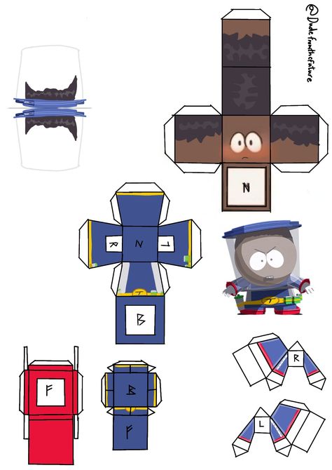 South park papercraft Tupperware South Park, Southpark Papercraft, South Park Papercraft, Doll Template, Paper Doll Dress, South Park Characters, Paper Doll Template, Tool Sheds, 3d Paper