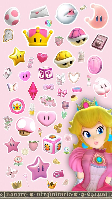 Princess Peach Classroom Door, Princess Peach Color Palette, Princess Peach Nail Art, Princess Peach Background, Princess Peach Invitations, Princess Peach Nails, Princess Peach Aesthetic, Princess Peach Castle, Peach From Mario