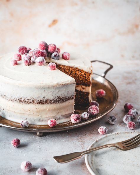 Gingerbread Cake with Cream Cheese Frosting and Sugared Cranberries — The Boy Who Bakes Simple Pound Cake, The Boy Who Bakes, Ultimate Chocolate Chip Cookies, Candied Cranberries, Ultimate Chocolate Chip Cookie, Family Baking, Sugared Cranberries, Cake With Cream Cheese Frosting, Cookie Spread