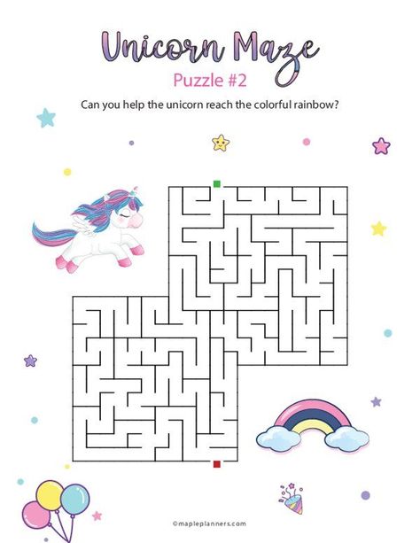 Kids Puzzles Printable, Unicorn Activities For Kids, Unicorn Activities, Maze For Kids, Mazes For Kids Printable, Bingo For Kids, Printable Mazes, Unicorn Books, Unicorn Themed Birthday Party