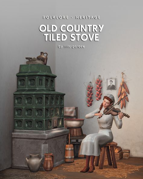 🎅🛷 FOLKLORE | HERITAGE - Old Coutry Tiled Stove | Patreon Sims 4 Hair Male, Sims 4 Decades Challenge, Sims Medieval, Medieval Furniture, Sims 4 Cc Folder, Casas The Sims 4, Sims 4 Gameplay, Sims 4 Cc Furniture, Sims 4 Collections