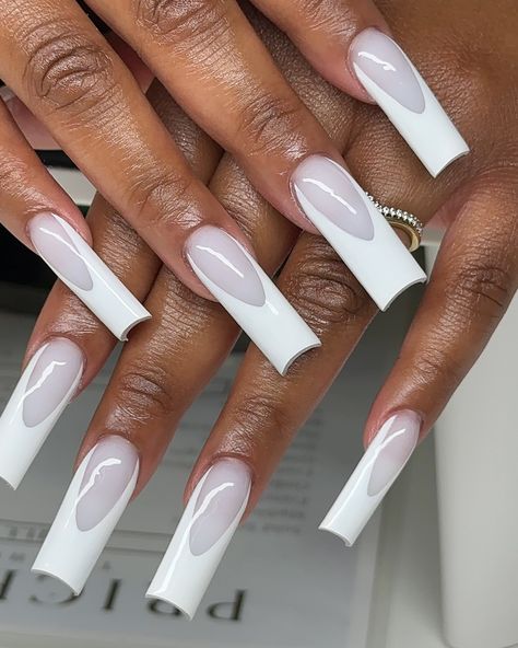 White on White Frenchies 😍 • Link in Bio to Book 🫶🏾 #tiathegenie #thegeniepalace #losangelesnails #nailtech #acrylicnails #nails #nailsnailsnails #nailart #celebritynailtech #naildesign #nailsonfleek #nailartist #lanailtech #dayinthelife #longbeachnails #longbeachnailtech #lanails White On White French, White Frenchies, White French Tips, French Acrylics, Hard Gel Nails, La Nails, White French Tip, White French, White On White