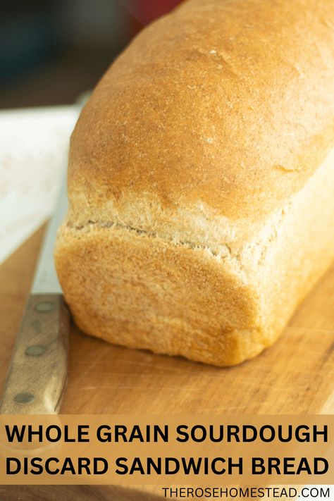 Whole Grain Sourdough Discard Sandwich Bread - The Rose Homestead Sourdough Discard Sandwich Bread, Discard Sandwich Bread, Discard Bread, Whole Grain Sourdough, Homestead Blog, Whole Wheat Sourdough, Sourdough Starter Discard Recipe, Sourdough Sandwich, Easy Sourdough