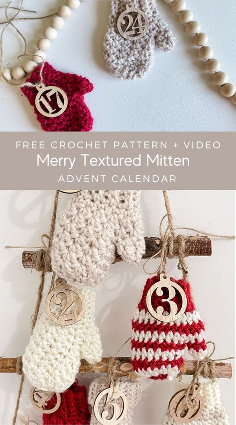 Crochet Projects For Christmas, Crochet Christmas Garland, Mitten Pattern, Crochet Mittens Pattern, Crochet Christmas Ornaments Free, Crochet Xmas, Crochet Christmas Decorations, Mini Crochet, Crochet Ornaments