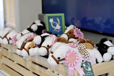 Plush horses served as party favors! Horse Adoption Birthday Party, Adopt A Pony Station, Horse Theme Party Favors, Adopt A Pony Birthday Party, Adopt A Horse Party Favor, Adopt A Pony Party Favor, Horse Party Games, Horse Theme Birthday Party Girl, Horse Birthday Party Favors