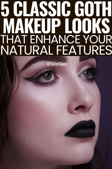 Whether you're new to the goth aesthetic or looking to refine your dark style, mastering classic makeup looks can be a challenge. If you're seeking ways to embrace your inner darkness while enhancing your natural beauty, these 5 goth makeup techniques are essential. Discover how to create timeless goth looks that accentuate your features, from dramatic smoky eyes to perfectly pale complexions. Elder Emo Makeup, Minimal Alternative Makeup, Soft Goth Glam, Goth Concert Makeup, Elegant Goth Makeup, Simple Goth Makeup, 90s Goth Makeup, Makeup For Work, Goth Looks