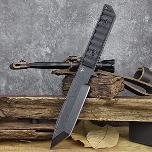 LENGREN 11.3 Inches 8MM Thickness Full Tang Heavy Fixed Blade Tanto Tactical Knife Sleipner Steel G10 Handle Kydex Sheath For Men Camping Hiking Hunting (Black) Men Camping, Tactical Knife, Kydex Sheath, Kydex, Camping Hiking, Camping & Hiking, Hunting, Hiking, Camping