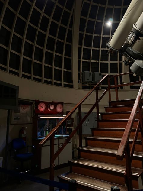 Library With Telescope, Old Observatory Aesthetic, Old Telescope Aesthetic, Victorian Observatory, Griffith Observatory Aesthetic, House Observatory, La Observatory, Observatory Interior, Planetarium Aesthetic