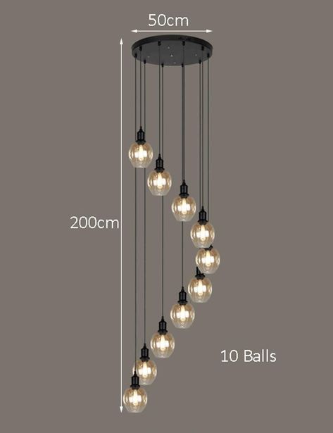 BDS lighting Retro Multi Glass Balls Staircase Chandelier Spiral Modern Pendant Lights for Villa Chandelier Duplex Staircase Long Chandelier E27 LED, Large Size (Size : 10 balls): Amazon.co.uk: Kitchen & Home Large Chandelier High Ceilings, Duplex Staircase, Staircase Pendant Lighting, Hanging Lamps Living Room, Long Pendant Lights, Laundry Room Lighting, Retro Chandelier, Stairway Lighting, Modern Pendant Lights