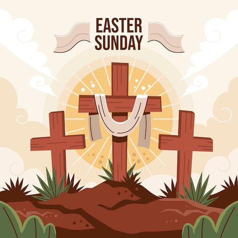 Free vector flat easter sunday illustrat... | Free Vector #Freepik #freevector #christian-easter #easter-sunday #easter #easter-holiday Sunday Illustration, Easter Poster, Easter Holiday, Funny Phone Wallpaper, Easter Celebration, Easter Sunday, Vector Background, Vector Photo, Graphic Resources