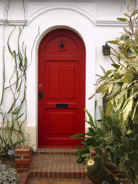 Home Depot Front Door, Tiled Porch, Red Entry Door, Red Doors Interior, Entry Door Colors, Paint Door, Doorbell Cover, Porch Canopy, Red Doors