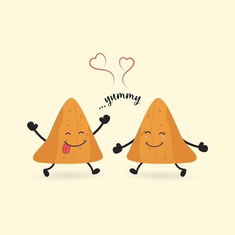 Yummy Cartoon Images, Simple Samosa Cartoon, Samosa Drawing, Samosa Cartoon, Samosa Illustration, Birthday Gift For Hubby, Shopping Bag Pattern, Food Vector, Gifts For Hubby