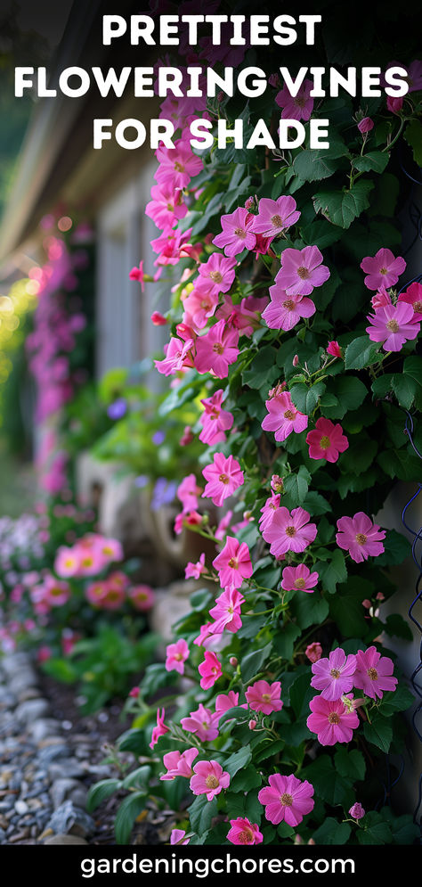 Top 20 Prettiest Flowering Vines for Shade Shade Vines, Vines For Shade, Perennial Flowering Vines, Butterfly Vine, Whimsical Garden Decor, Shade Annuals, Shaded Garden, Shade Gardening, Clematis Plants