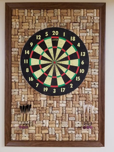 Wine Cork Dart Board Wine Cork Dart Board, Gentlemen Room, Cork Dart Board, Cork Dartboard, Dart Board Wall, Wine Cork Board, Dart Board Cabinet, Pool Table Room, Wine Cork Wreath