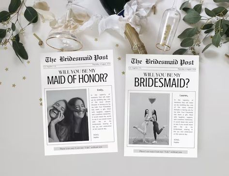 CustardPrintables - Etsy Thailand Newspaper Template Editable, Be My Bridesmaid Card, Newspaper Template, Bridesmaid Card, Be My Bridesmaid Cards, Bridesmaid Proposal Cards, Bridesmaid Cards, Will You Be My Bridesmaid, Wedding Invitation Paper