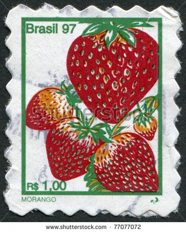 Postage stamp printed in Brazil, depicting strawberries - c1997 طوابع بريد, Postage Stamp Design, Food Stamps, Postage Stamp Art, Vintage Postage Stamps, Stamp Printing, Vintage Postage, Post Stamp, Postal Stamps