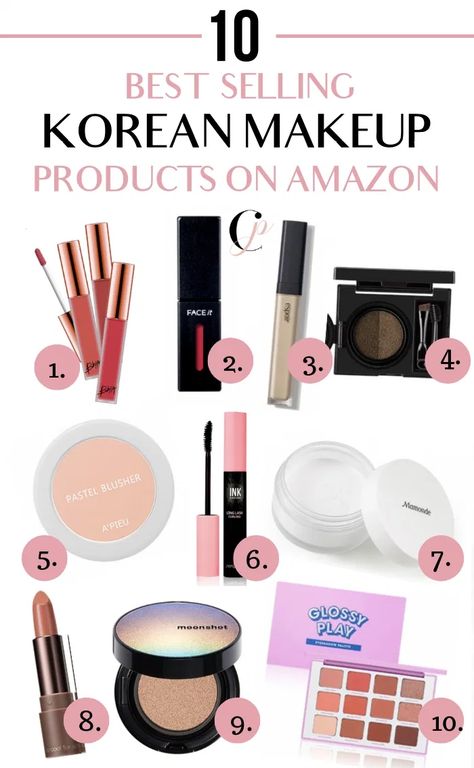 10 BEST KOREAN MAKEUP PRODUCTS ON AMAZON | Looking for the best Korean makeup and Korean beauty products, including foundation, eyeshadow, brow products and lip products? Check out these amazing natural Korean makeup products for a dewy look that have been voted the best products of the year by Glowpick! #bestkoreanmakeupproducts #koreanmakeupproducts #koreanmakeup #amazon #koreanbeautyproducts Natural Korean Makeup, Korean Makeup Products, Best Korean Makeup, Korean Makeup Brands, Korean Makeup Tips, Brow Products, Korean Lips, Korean Beauty Products, Korean Makeup Look