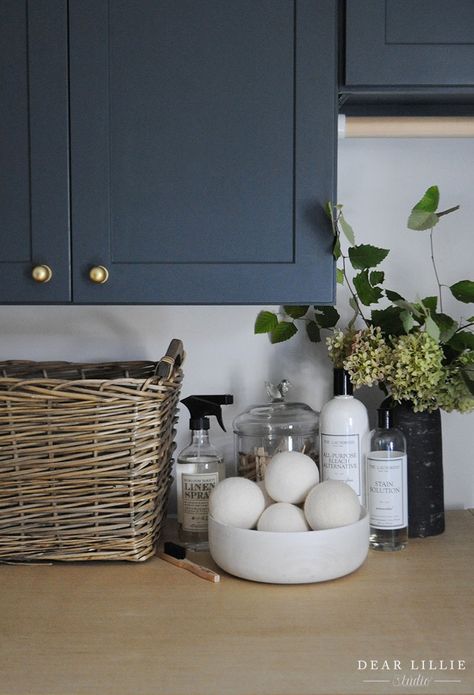 Laundry Room With Oak Cabinets, Laundry Shelf Styling, Counter In Laundry Room, Shaker Pegs Bathroom, Shaker Peg Rail Laundry Room, Shaker Peg Rail Mudroom, Shaker Peg Shelf Kitchen, Laundry Counter, Blue Laundry Room