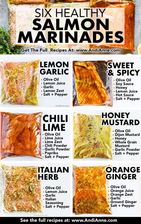 Salmon marinades add incredible flavor to your salmon dishes. They're easy, healthy and so simple. Made with fresh ingredients from your pantry. | #Salmon_Marinades #Salmon_Marinade_Recipes #Fish_Marinade #Salmon_Marinade Lemon Salmon Marinade, Lemon Marinade For Salmon, Best Marinade For Salmon, Asian Fish Marinade, Low Carb Marinades, Healthy Salmon Marinade, How To Season Salmon, Diet Salmon Recipes, Protein Marinades