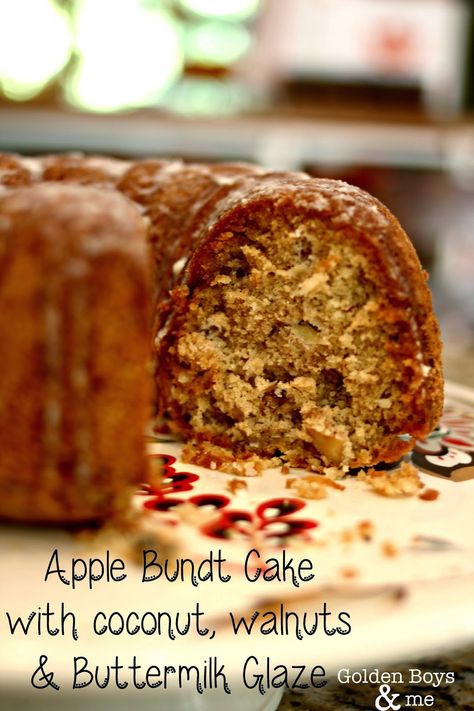 Apple Bunt Cake, Golden Boys And Me, Apple Bundt Cake Recipes, Moist Apple Cake, Coconut Pound Cakes, Apple Bundt Cake, Fresh Apple Cake, Apple Walnut, Cake Baking Recipes