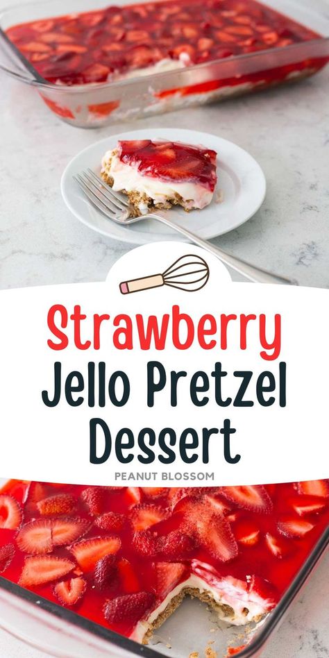 Strawberry Jello Pretzel Dessert, Jello Pretzel Dessert, Strawberry Pretzel Jello, Layered Jello Recipe, Jello Deserts, Strawberry Pretzel Jello Salad, Pretzel Jello, Graham Cracker Dessert, Strawberry Pretzel Salad Recipe